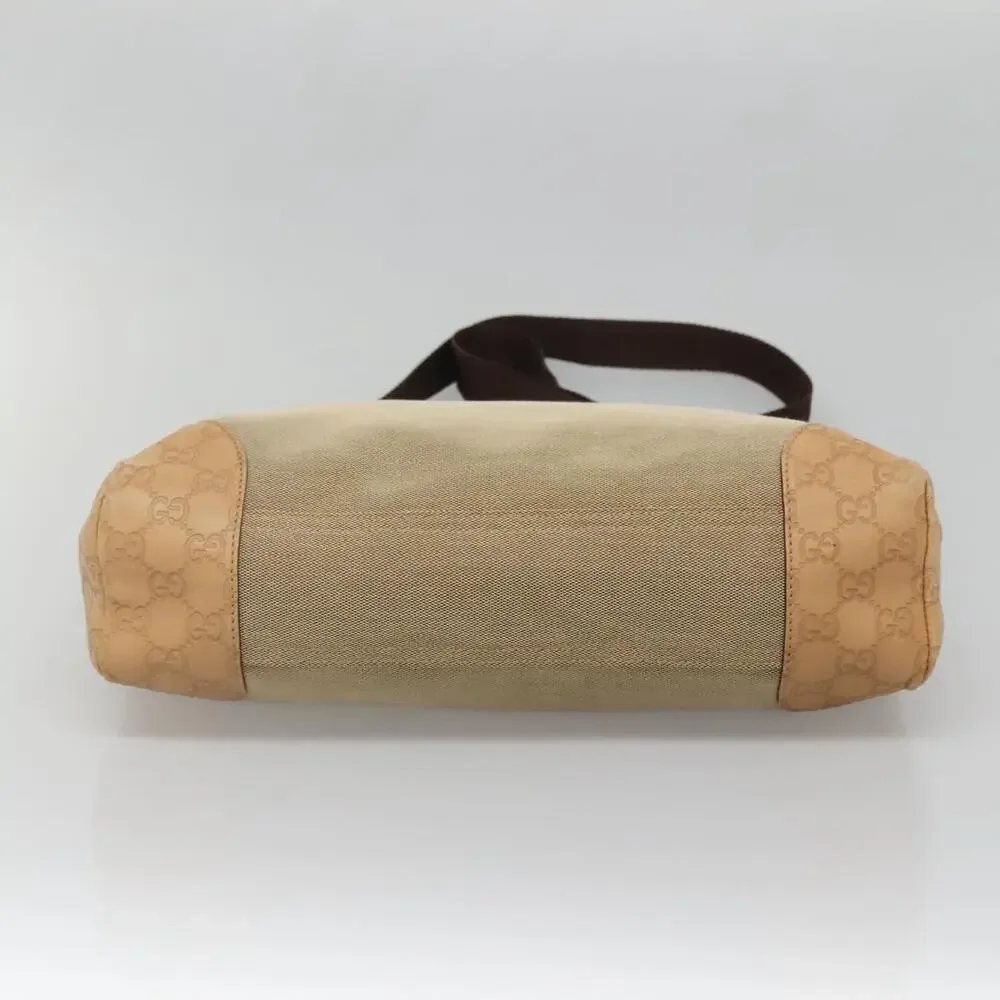 GUCCI Guccissima Shoulder Bag Canvas Beige Silver - Picture 9 of 12